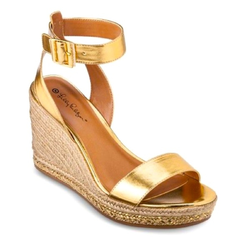 EUC Lilly Pulitzer for Target Golden and Rope Wedges
